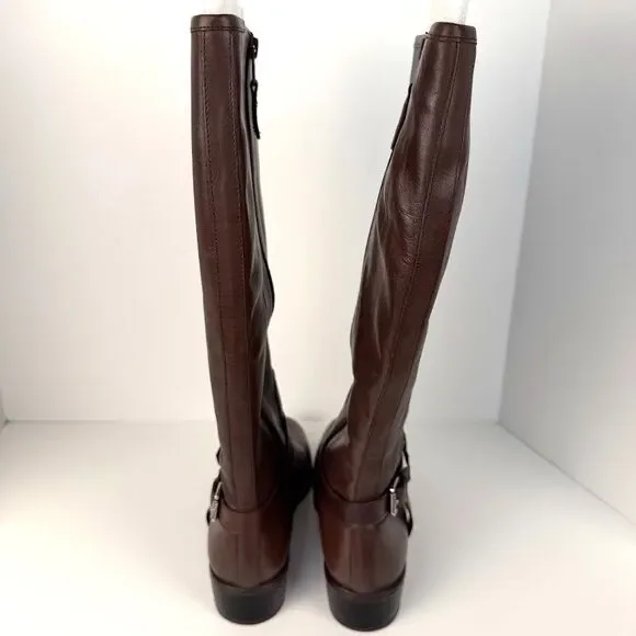 Lauren Ralph Lauren Marion Burnished Leather Riding Boots, Brown, 9.5B Wide Calf - Picture 6 of 16
